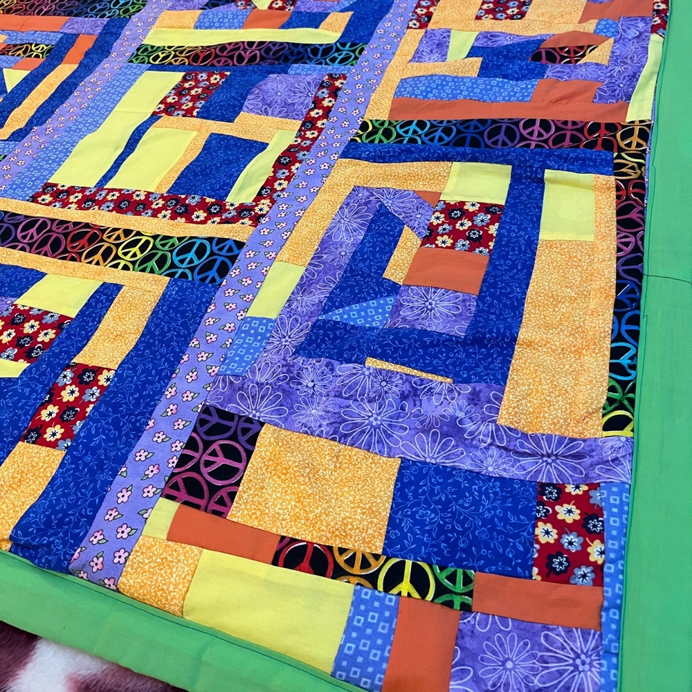 HandMade by me Quilted blanket/throw 68”x48”